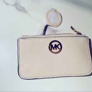 Michael Kors Keychain Coin Wallet NEW White Auth